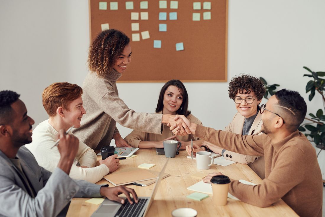 Small group of professionals in a collaborative workshop