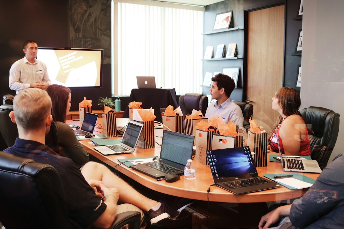 Consultant presenting findings to a business team